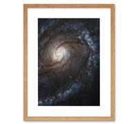 Wall Art Print Hubble Space Astronomy M100 WFC3 Spiral Galaxy With Two Blue Starbirthing Lanes Of Dust Clouds And Gas Artwork Framed 9X7 Inch Artery8 Beige W7 inch x H9 inch