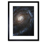 Wall Art Print Hubble Space Astronomy M100 WFC3 Spiral Galaxy With Two Blue Starbirthing Lanes Of Dust Clouds And Gas Artwork Framed 9X7 Inch Artery8 Black W7 inch x H9 inch