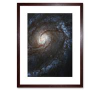 Wall Art Print Hubble Space Astronomy M100 WFC3 Spiral Galaxy With Two Blue Starbirthing Lanes Of Dust Clouds And Gas Artwork Framed 9X7 Inch Artery8 Brown W7 inch x H9 inch