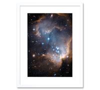 Wall Art Print Hubble Space Astronomy Observations Infant Stars Small Magellanic Cloud Galaxy Bright Blue Glowing Star Cluster NGC 602 Nebula Dust Pil Artery8 White W7 inch x H9 inch