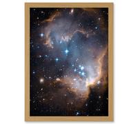 Wall Art Print Hubble Space Astronomy Observations Infant Stars Small Magellanic Cloud Galaxy Bright Blue Glowing Star Cluster NGC 602 Nebula Dust Pil Artery8 Beige W12 inch x H16 inch