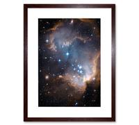 Wall Art Print Hubble Space Astronomy Observations Infant Stars Small Magellanic Cloud Galaxy Bright Blue Glowing Star Cluster NGC 602 Nebula Dust Pil Artery8 Brown W7 inch x H9 inch
