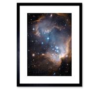 Wall Art Print Hubble Space Astronomy Observations Infant Stars Small Magellanic Cloud Galaxy Bright Blue Glowing Star Cluster NGC 602 Nebula Dust Pil Artery8 Black W7 inch x H9 inch