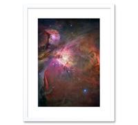 Wall Art Print Hubble Space Astronomy Orion Nebula Dramatic Star Formation Gas Dust Cavity Central Trapezium Region Red Blue Cosmic Landscape Artwork Artery8 White W7 inch x H9 inch
