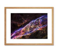 Wall Art Print Hubble Space Astronomy Veil Nebula Supernova Remnant Blast Wave Stunning Massive Star Debris Remains Artwork Framed 9X7 Inch Artery8 Beige W7 inch x H9 inch