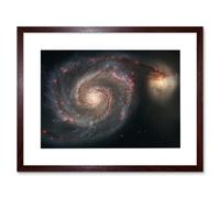 Wall Art Print Hubble Space Astronomy Whirlpool Galaxy M51 Companion Swirling Structures Dust Clouds Gas Spiral Staircases Pink Blue Star Birth Region Artery8 Brown W7 inch x H9 inch
