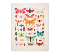 Wall Art Print Insects and Bugs Bright Colourful Poster Picture Artery8 Multi W24 inch x H32 inch