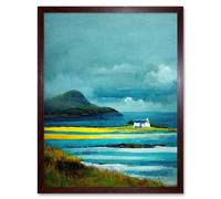 Wall Art Print Isle Harris White Crofters Cottage Scotland Seascape Art Framed Artery8 Brown W12 inch x H16 inch