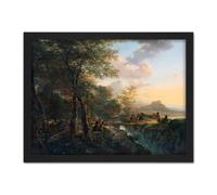Wall Art Print Jan Both Italian Landscape Draughtsman Painting Large Framed Wall Décor Art Artery8 Light Oak W18 inch x H24 inch