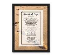 Wall Art Print Jesus Lord Foot Prints In The Sand Poem Inspirational Large Framed Wall Décor Art Artery8 White W18 inch x H24 inch