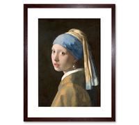 Wall Art Print Johannes Vermeer Girl with a Pearl Earring Reproduction Painting Artwork Framed 9X7 Inch Artery8 Brown W7 inch x H9 inch