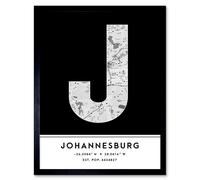 Wall Art Print Johannesburg South Africa City Map Modern Typography Stylish Letter Framed Word Wee Blue Coo Black W12 inch x H16 inch