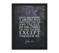 Wall Art Print John 14:6 Jesus I am the Way The Truth And The Life Christian Bible Verse Large Framed Wall Décor Art Artery8 Black W18 inch x H24 inch