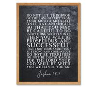 Wall Art Print Joshua 1:8-9 Be Strong And Courageous Christian Bible Verse Quote Scripture Typography Art Framed Artery8 Light Oak W12 inch x H16 inch