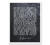 Wall Art Print Joshua 1:8-9 Be Strong And Courageous Christian Bible Verse Quote Scripture Typography Art Framed Artery8 White W12 inch x H16 inch