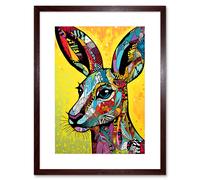Wall Art Print Kangaroo Head Traditional Folk Pattern Portrait Vibrant Colourful Patterns Modern Pop Artwork Framed 9X7 Inch Artery8 Brown W7 inch x H9 inch