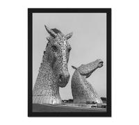 Wall Art Print Kelpies Horse Sculptures Falkirk Scotland Large Framed Wall Décor Art Artery8 Light Oak W18 inch x H24 inch