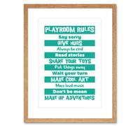 Wall Art Print Kids Playroom Rules Fun Framed Artery8 Beige W7 inch x H9 inch