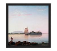 Wall Art Print Lane Owls Head Penobscot Bay Maine Painting Square Framed Picture 16X16 Inch Artery8 Black W16 inch x H16 inch