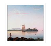 Wall Art Print Lane Owls Head Penobscot Bay Maine Painting Square Framed Picture 16X16 Inch Artery8 White W16 inch x H16 inch