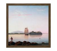 Wall Art Print Lane Owls Head Penobscot Bay Maine Painting Square Framed Picture 16X16 Inch Artery8 Brown W16 inch x H16 inch