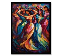 Wall Art Print Latino Merengue Dance Dancing South America Colourful Bright Bold Painting Rhythm Body Energy Theatre Arts Artwork Art Framed Artery8 Multi W12 inch x H16 inch