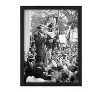 Wall Art Print Leffler US Attorney General Robert Kennedy Crowd Photo Large Framed Wall Décor Art Artery8 Light Oak W18 inch x H24 inch