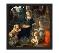 Wall Art Print Leonardo Da Vinci Virgin Of The Rocks Painting Square Framed Picture 16X16 Inch Artery8 Black W16 inch x H16 inch