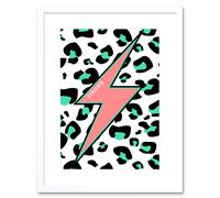 Wall Art Print Leopard Coral And Green Strong Reverse Art Black Framed 9x7 inch Artery8 White W7 inch x H9 inch