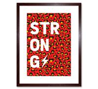Wall Art Print Leopard Words Strong Framed Artery8 Brown W7 inch x H9 inch