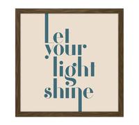 Wall Art Print Let Your Light Shine Motivational Square Framed Picture 16X16 Inch Artery8 Brown W16 inch x H16 inch