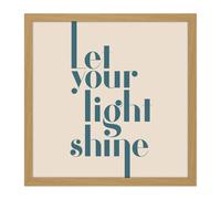 Wall Art Print Let Your Light Shine Motivational Square Framed Picture 16X16 Inch Artery8 Light Oak W16 inch x H16 inch