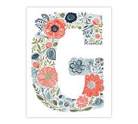 Wall Art Print Letter G in Wildflowers Drawing Flowers Bouquet Nature Floral Word Art For Her Poster Artery8 Multi W24 inch x H32 inch