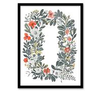 Wall Art Print Letter O Wreath Flowers Painting Garden Nature Floral Word Art Framed Artery8 Multi W12 inch x H16 inch