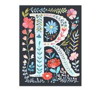 Wall Art Print Letter R in Bright Watercolour Flowers Cute Floral Word Art For Her Poster Artery8 Multi W24 inch x H32 inch