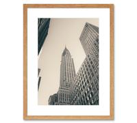 Wall Art Print Lextrait Chrysler Building NY BW Framed Artery8 Beige W7 inch x H9 inch