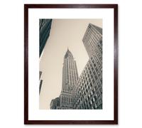 Wall Art Print Lextrait Chrysler Building NY BW Framed Artery8 Brown W7 inch x H9 inch