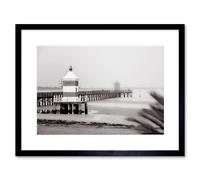 Wall Art Print Lignano Lighthouse Italy BW Framed Artery8 Black W7 inch x H9 inch