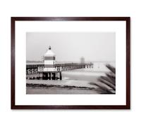 Wall Art Print Lignano Lighthouse Italy BW Framed Artery8 Brown W7 inch x H9 inch