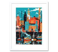 Wall Art Print Liverpool Royal Albert Dock Waterfront Cityscape Artwork Framed 9X7 Inch Artery8 White W7 inch x H9 inch