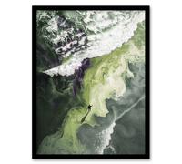 Wall Art Print Lone Figure Abstract Beach Shore Waves Aerial Art Framed Poster Artery8 Black A4