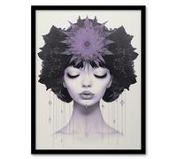 Wall Art Print Love In Lavender Lilac Portrait Meditate Living Room Framed Wee Blue Coo Purple W12 inch x H16 inch