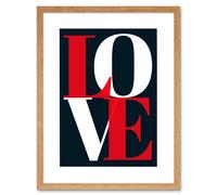 Wall Art Print Love Letters Simple Red Artwork Framed 9X7 Inch Artery8 Beige W7 inch x H9 inch