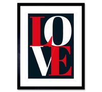 Wall Art Print Love Letters Simple Red Artwork Framed 9X7 Inch Artery8 Black W7 inch x H9 inch