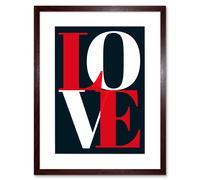 Wall Art Print Love Letters Simple Red Artwork Framed 9X7 Inch Artery8 Brown W7 inch x H9 inch