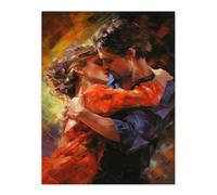 Wall Art Print Lover's Kiss Oil Painting Passionate Embrace Bedroom Art Poster Artery8 Red W24 inch x H32 inch