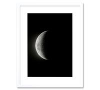 Wall Art Print Lunar Phases Moon Waning Crescent Space Astronomy Artwork Framed 9X7 Inch Artery8 White W7 inch x H9 inch