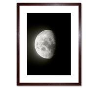 Wall Art Print Lunar Phases Waning Gibbous Moon Space Astronomy Artwork Framed 9X7 Inch Artery8 Brown W7 inch x H9 inch