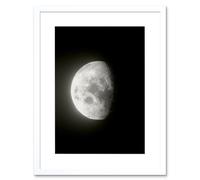Wall Art Print Lunar Phases Waning Gibbous Moon Space Astronomy Artwork Framed 9X7 Inch Artery8 White W7 inch x H9 inch