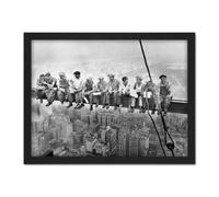 Wall Art Print Lunch Atop A Skyscraper New York 1932 Iconic Photo Large Framed Wall Décor Art Artery8 White W18 inch x H24 inch